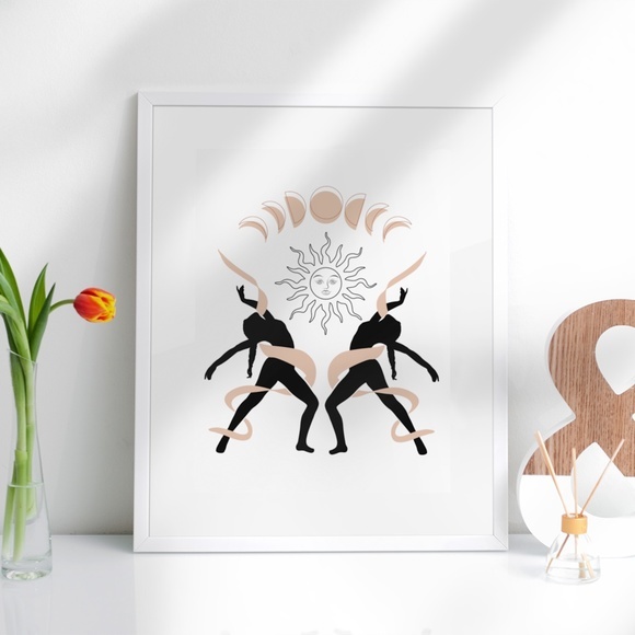 Wall Art Bohemian Woman Silhouette Celestial Print Poster Illustration Unframed - Picture 2 of 6